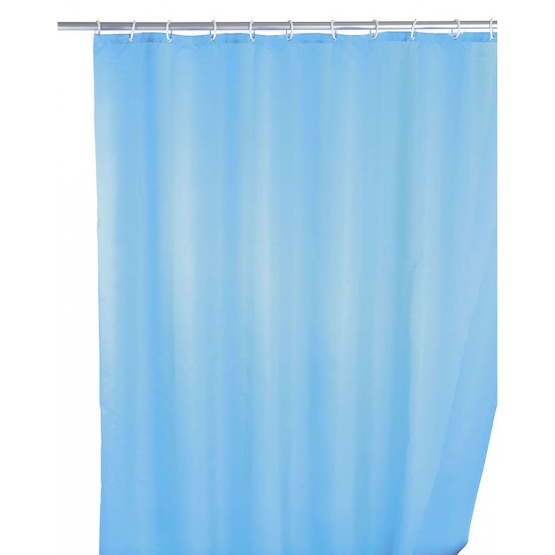 Rideau de douche anti-moisissure bleu clair lavable, 180  - Salle d'ô
